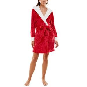 Roudelain CRIMSON SOLID Deluxe Touch Hooded Fleece-Lined Robe US Large NWT